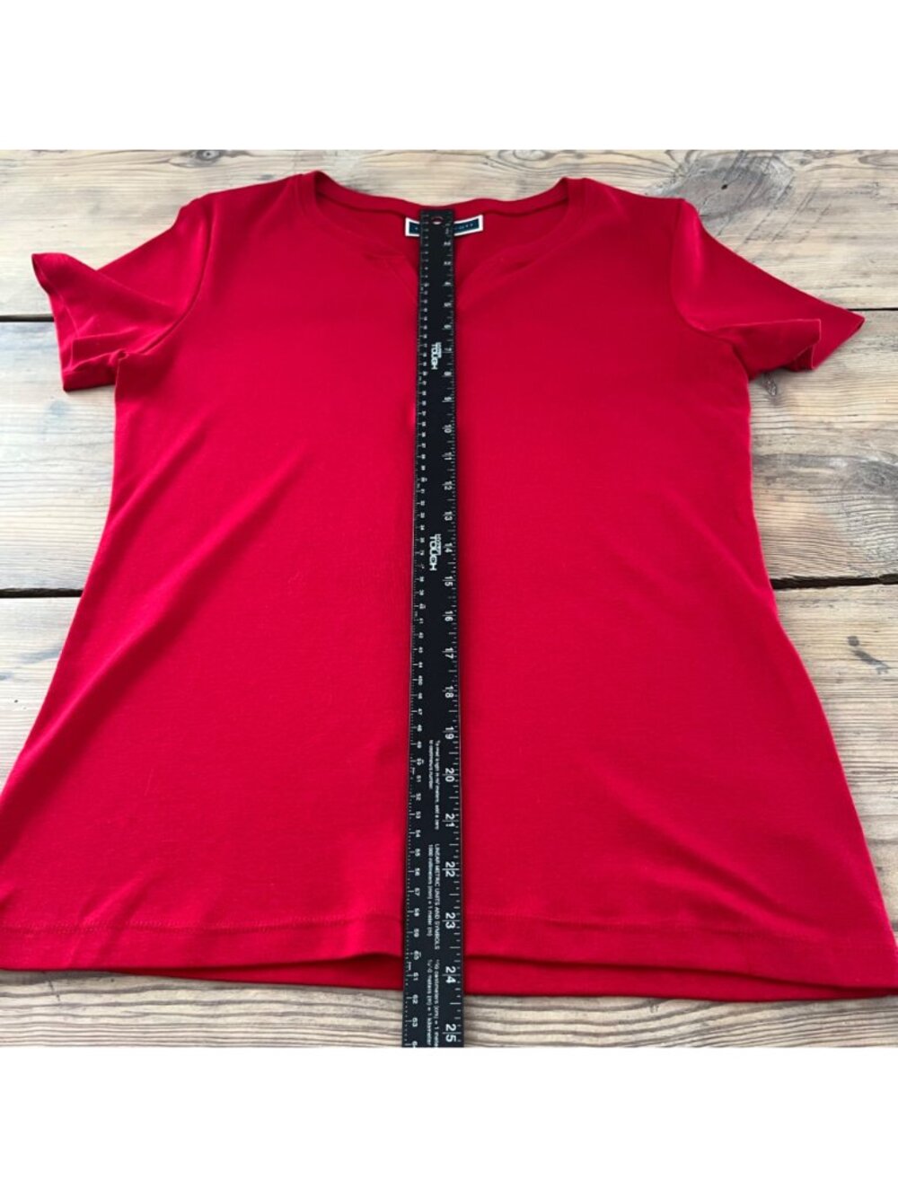 Karen Scott Henley Top Womens S Red V-Neck Short Sleeve 100% Cotton - Picture 6 of 6